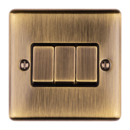 Eurolite En3Swabb 3 Gang 10Amp 2Way Switch Antique Enhance Range Black Trim