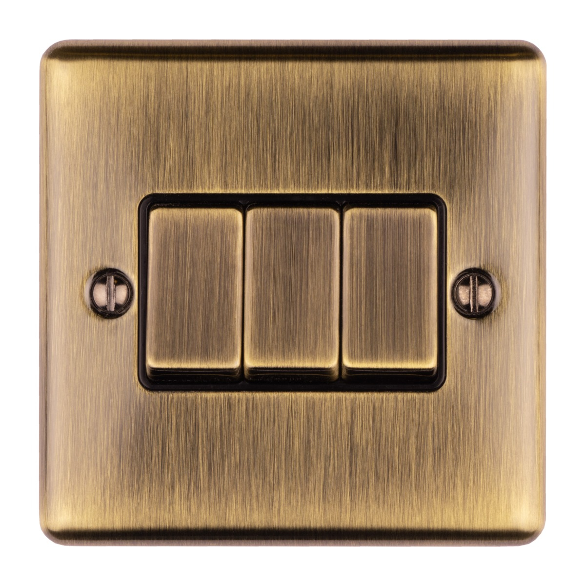 Eurolite En3Swabb 3 Gang 10Amp 2Way Switch Antique Enhance Range Black Trim