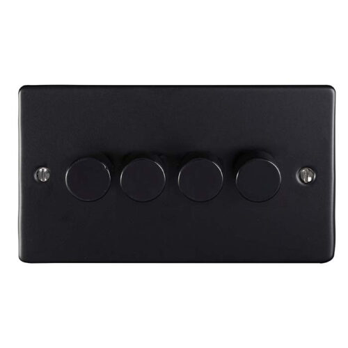 Eurolite En4Dledmbb 4 Gang 400W/Led 2Way Dimmer Switch Matt Black Enhance Range