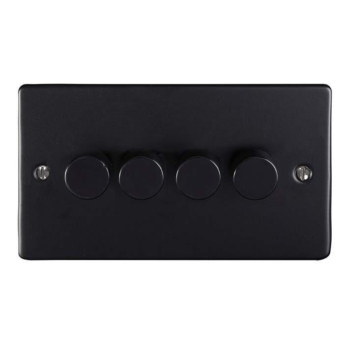 Eurolite En4Dledmbb 4 Gang 400W/Led 2Way Dimmer Switch Matt Black Enhance Range
