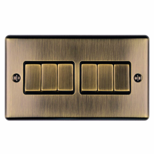 Eurolite En6Swabb 6 Gang 10Amp 2Way Switch Antiqueenhance Range Black Trim