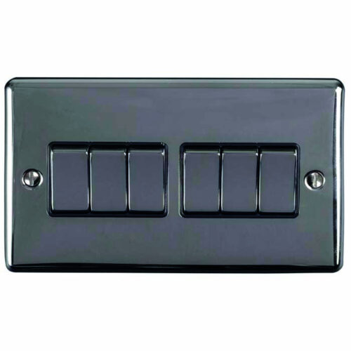Eurolite En6Swbnb 6 Gang 10Amp 2Way Switch Black Nickel Enhance Range Black Trim