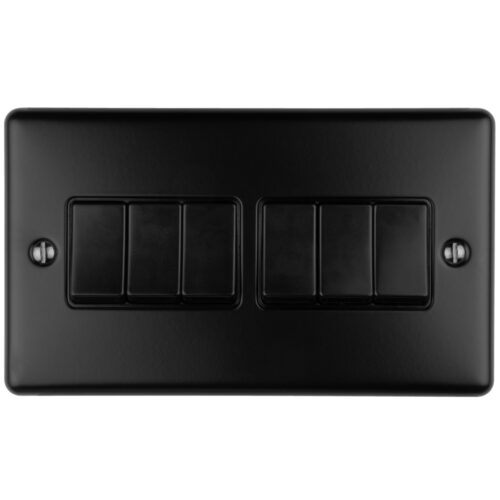 Eurolite En6Swmbb 6 Gang 10Amp 2Way Switch Matt Black Enhance Range Black Trim