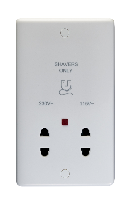 Dual voltage shaver socket with neon indicator